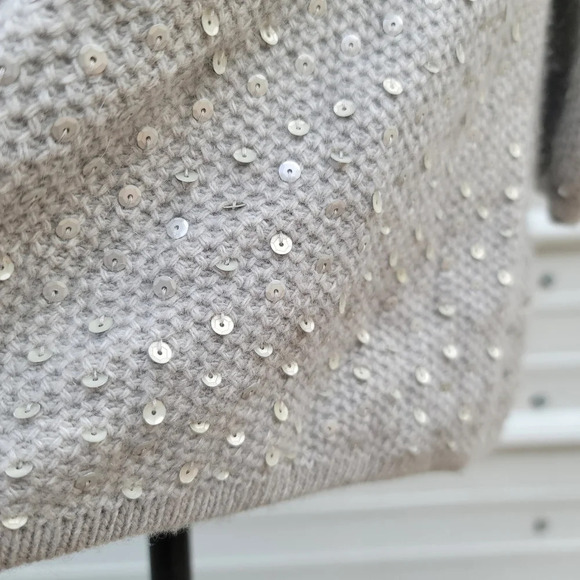 Marciano Cashmere Wool Rabit Sequin Gray Bubble Long Sleeve Sweater Dress XS - Picture 3 of 13